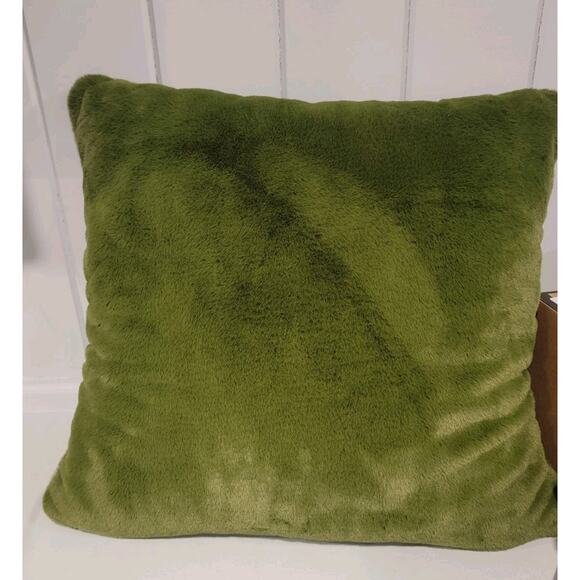Green Throw Pillow Max Studio Home Soft Furry Art Deco - Picture 1 of 4